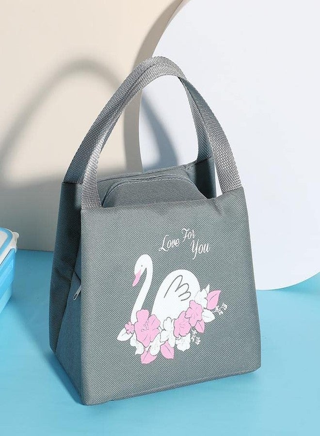 Bluwings Thermal Insulated Travel Lunch Bags Small for Women Work, Student Kids to School Leak-Proof Hot Cold Lunch Bag Reusable Tote Bag with Aluminum Inner Foil (1 Pc) (Swan) - Image 1